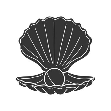 recommend clip art: Pearl Clam Icon Silhouette Illustration. Seashell Vector Graphic Pictogram Symbol Clip Art. Doodle Sketch Black Sign.