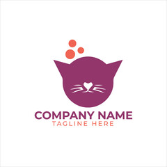 Vector Pet Shop logo design template. Modern animal icon label for store, veterinary clinic, hospital, shelter, business services. Flat illustration background with dog 
