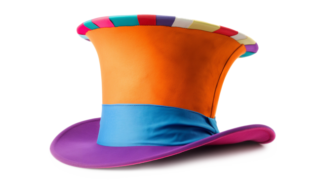 Colorful Top Hat for Alice in Wonderland isolated on a transparent background