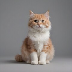 Obraz premium Majestic fluffy Cream-Colored Long-Haired Cat Posing Against a Neutral Background