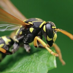 Closeup photo of a alive Wasp macro 35mm close up film still photography natural light