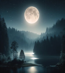 A forest in the moonlight