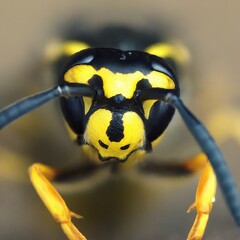 Closeup photo of a alive Wasp macro 35mm close up film still photography natural light