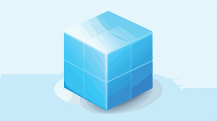 Realistic blue square cube with soft corners fallin