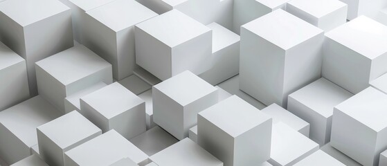 Obraz premium white cube boxes block background wall 3d rendering