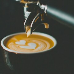 Coffee machine making a cappuccino and espresso hot drink in cafe close up video photorealistic 35mm film photography cinematic realistic close up