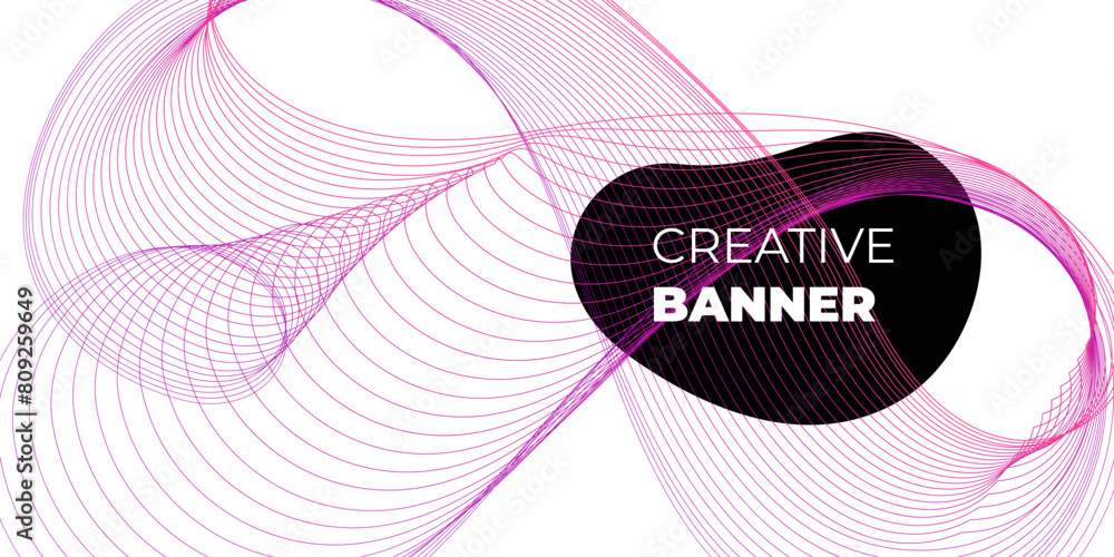 Poster modern abstract horizontal banner design. colorful bright color halftone geometric linear wave patte