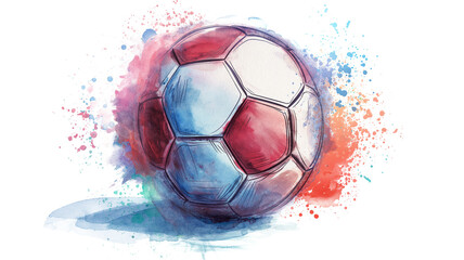 Fototapeta premium Colorful Watercolor Football Ball isolated on a transparent background