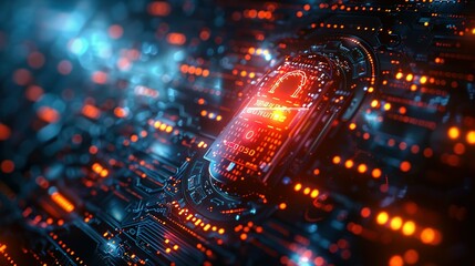 Obraz premium Cyber security concept. digital padlock on abstract cyber security with binary code