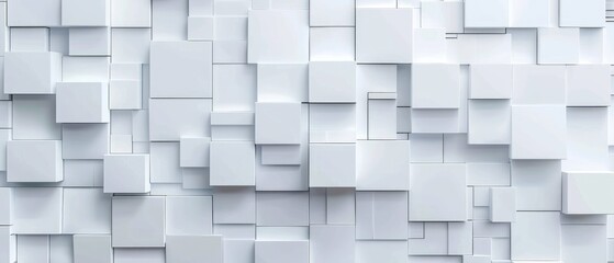 white cube boxes randomly shifted on a block background, providing ample copy space.