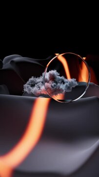 Abstract Surreal Fire and Cloud Concept 3D Art Video. Vertical graphic design minimalistic sharp detailed  