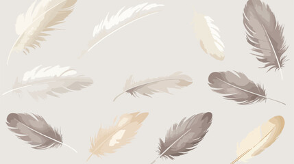 realistic white feathers collection. Set of fluffy