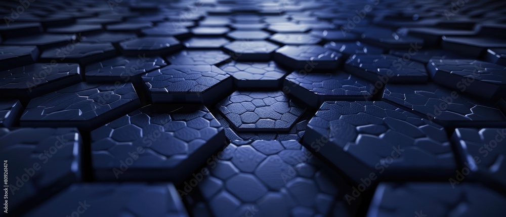 Poster the hexagonal dark blue navy texture, featuring a radial center space, creates a visually appealing 