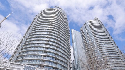 Naklejka premium Modern high-rise buildings in the city of Toronto - TORONTO, CANADA - APRIL 15, 2024