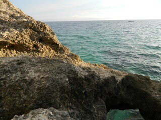 Landscape photo with a background of sea water and coral in the afternoon