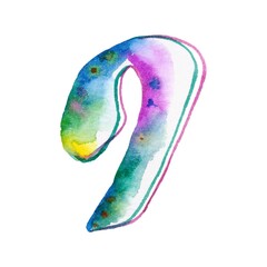 A colorful, vibrant rainbow watercolor small letter "q" stands out against a pristine white background, adding a whimsical and cheerful vibe to the scene