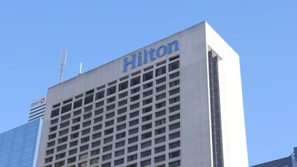 Naklejka premium Hilton Hotel in Toronto Canada - TORONTO, CANADA - APRIL 15, 2024