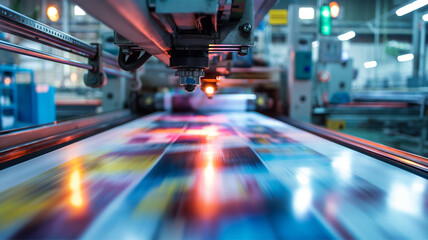 printing machine at the factory. Advertising printing products, production of newspapers, banners and magazines, print shop 
