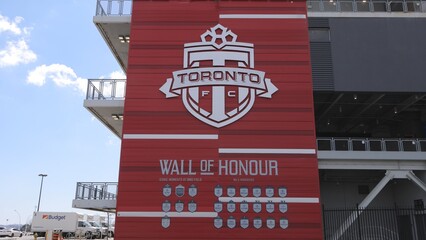 Naklejka premium BMO Field Stadium home of the FC Toronto soccer team - TORONTO, CANADA - APRIL 15, 2024