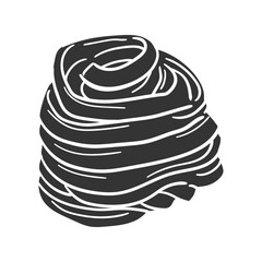 Parpadelle Icon Silhouette Illustration. Italian Pasta Vector Graphic Pictogram Symbol Clip Art. Doodle Sketch Black Sign.