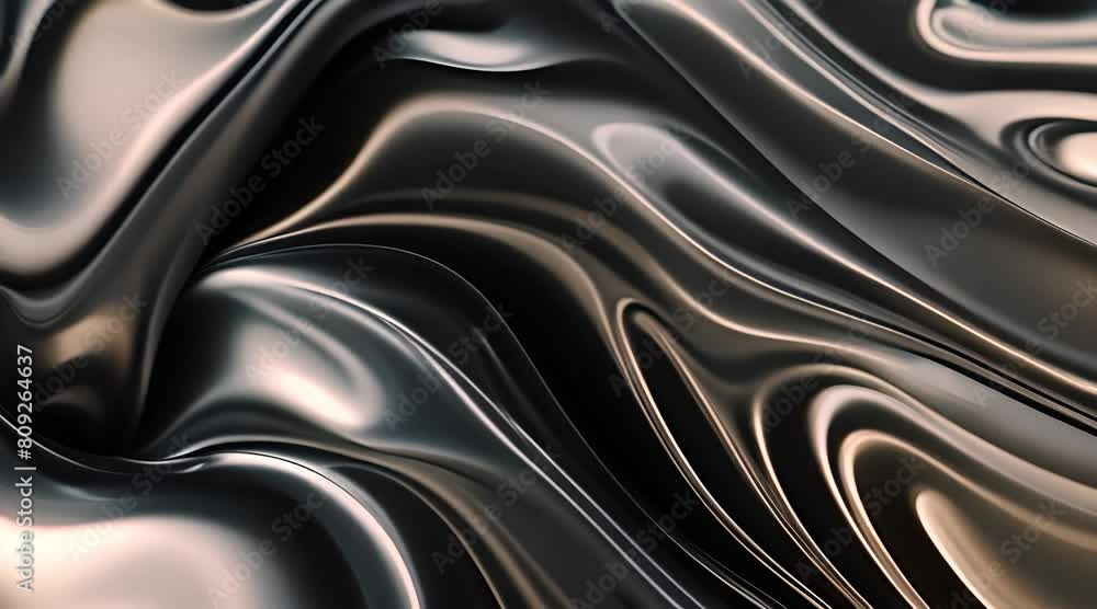 Poster dynamic chrome satinated waves: beautiful abstract wavy chrome background