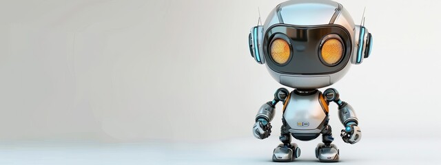 3D cartoon robot on a white background