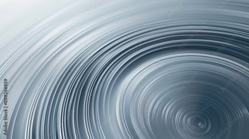 Wall mural concentric waves in silver creating a dynamic, reflective texture.