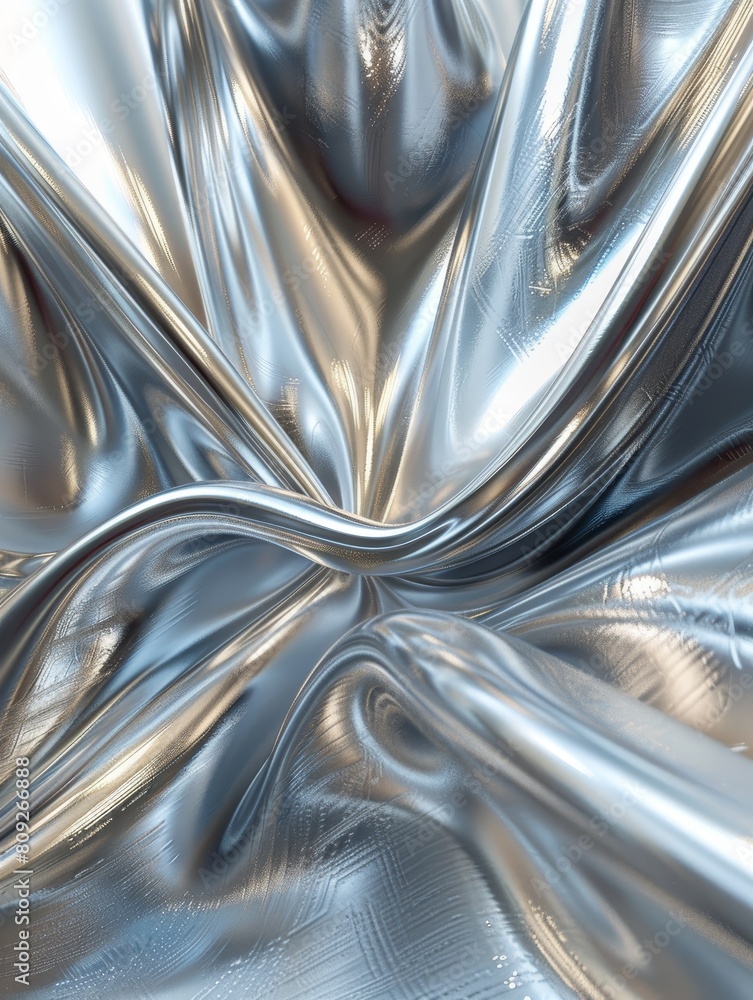 Wall mural elegantly twisted metallic texture with soft reflections and curves.