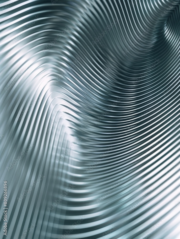 Wall mural concentric waves in silver creating a dynamic, reflective texture.