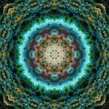 circular design on a black background,  a beautiful mandala, centered repeating psychedelic art. Kaleidoscope: Mesmerizing Abstract Loops. Colorful Infinite Patterns Abstract Kaleidoscope Background