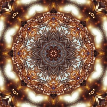Circular Pattern made up of various shapes and colors. Fractal background. Kaleidoscope: Mesmerizing Abstract Loops. Colorful Infinite Patterns Abstract Kaleidoscope Background