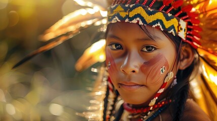 a close-up portrait of an indigenous man. selective focus