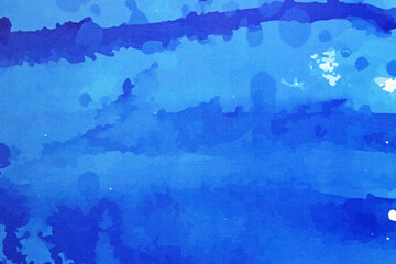 Background painted with blue watercolor paint on paper, abstraction.