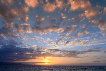 beautiful peach colored clouds over the Mediterranean Sea 1