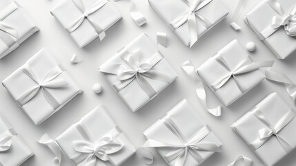 Group of White Boxes With Bows for Sale on Black Friday