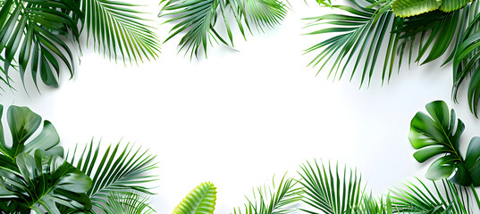 Palm tree leaf isolated on white background with space for text, suitable for vacation or travel concept.