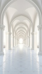 White Room With Arches and Sky Background