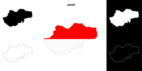 Jambi province outline map set