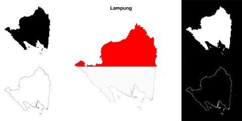 Fototapeta premium Lampung province outline map set