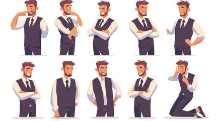 Set of happy businessman character with different p