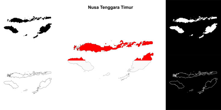 Nusa Tenggara Timur province outline map set