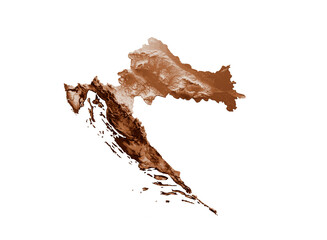 Map of Croatia in old style, brown graphics in a retro style Vintage Style. High detailed 3d illustration