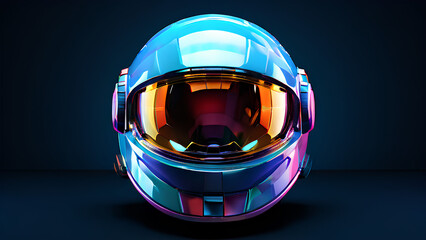 Blank mockup of a futuristic high tech space helmet or abstract art with colorful vibrant color