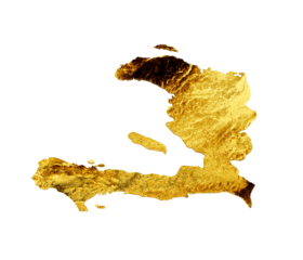 Haiti Map Golden metal Color Height map 3d illustration