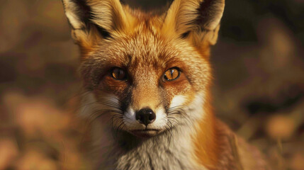 Fototapeta premium Close-up Portrait of a Red Fox in Natural Habitat Capturing the Intricate Details and Mesmerizing Gaze