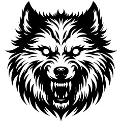 Scary wolf face silhouette