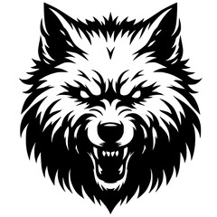 Scary wolf face silhouette