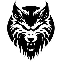 Scary wolf face silhouette