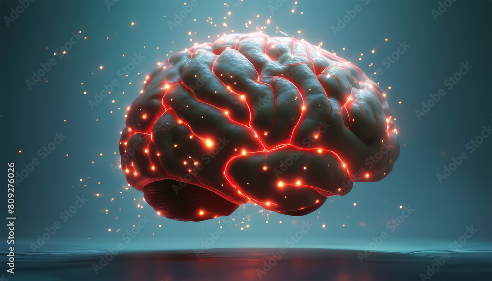 Aufkleber luminous brain. artificial intelligence. concept for studying neural connections