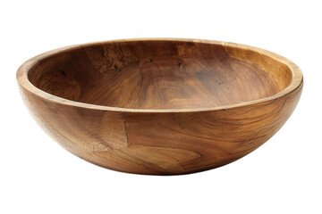 Empty Wooden Bowl, Brown Kitchen Cup, Isolated Object, White Background